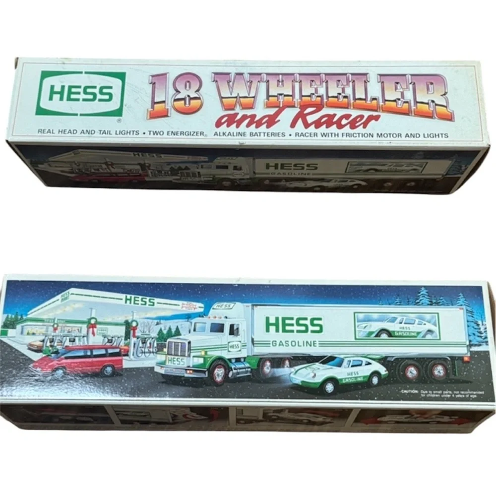 Vintage Hess 1992 18 Wheeler and Racer collectible toy new in box